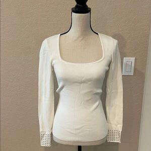 White House Black Market Ivory Square Neck Blouse